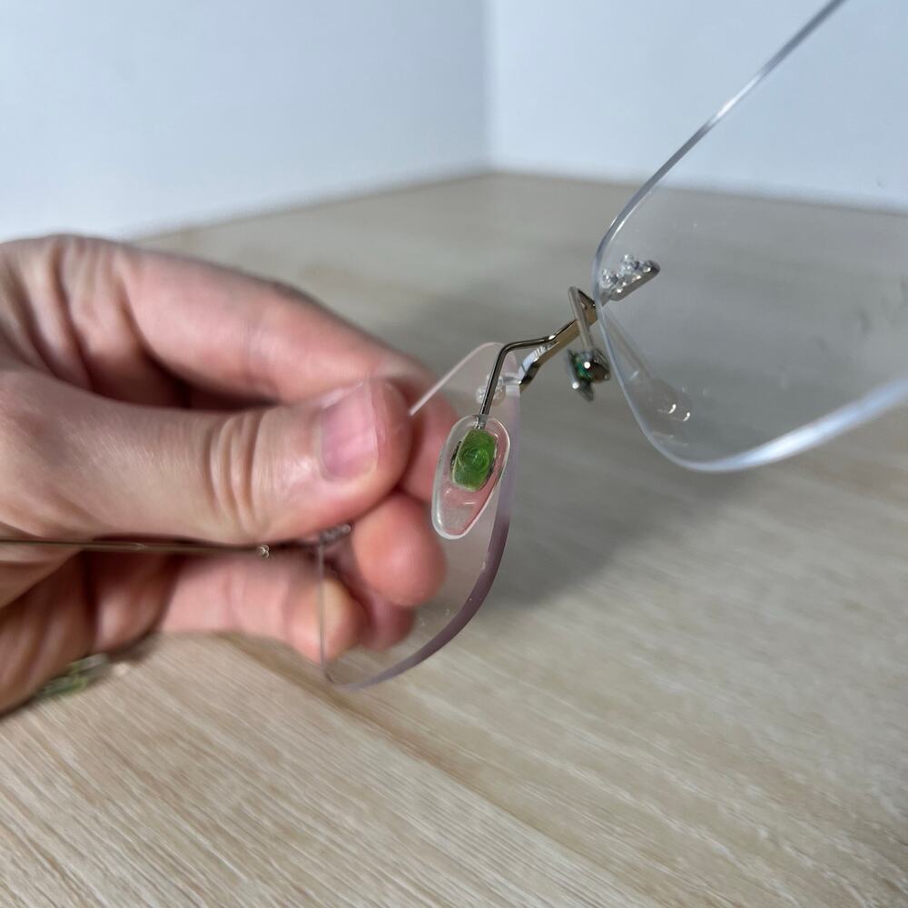 Gucci GG0399O 002 Rimless Eyeglasses Silver Green Red 56-17-150 READ DESC - Picture 9 of 16